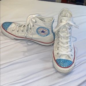 white bedazzled converse